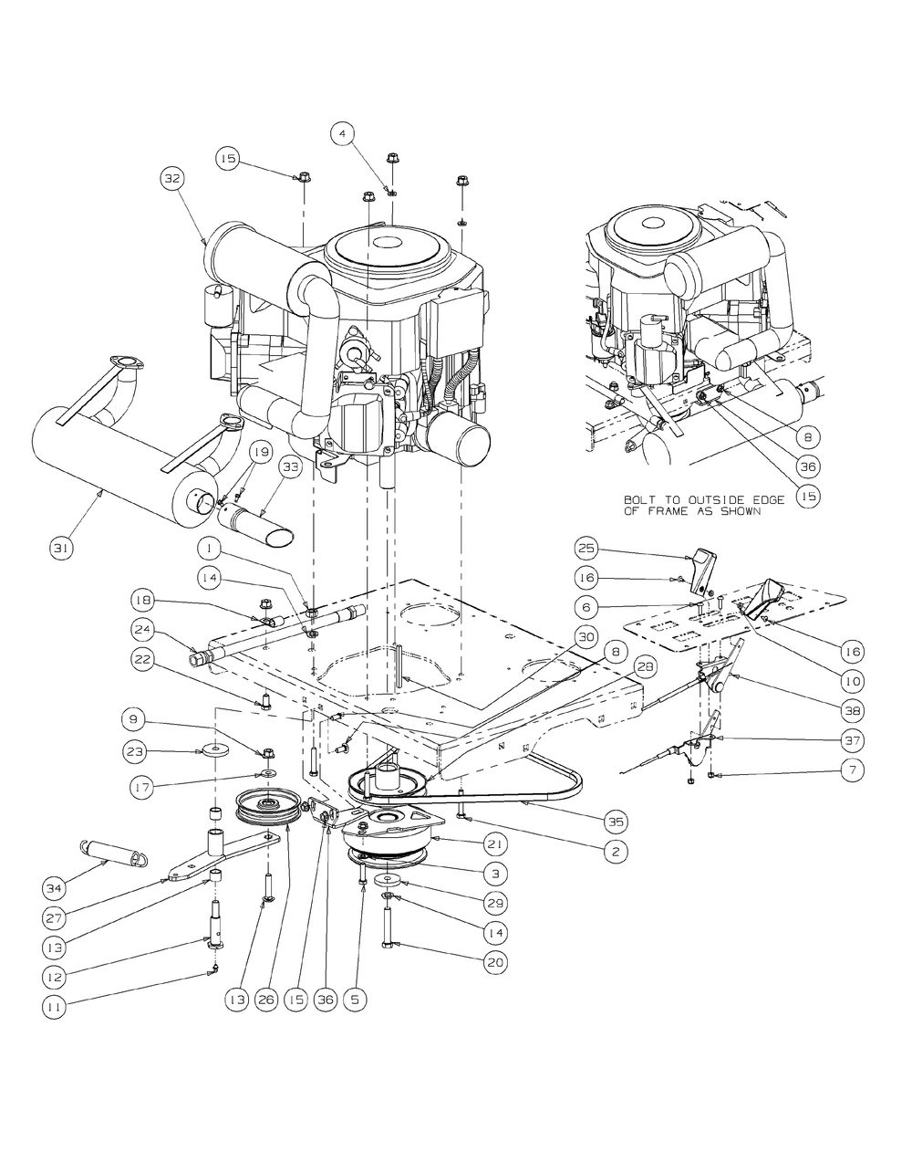 Kohler Engine Assembly 30hp Diagram and Parts List for M60-KH 53AH8CT6050-30HP-OHV Cub Cadet Lawn Tractor